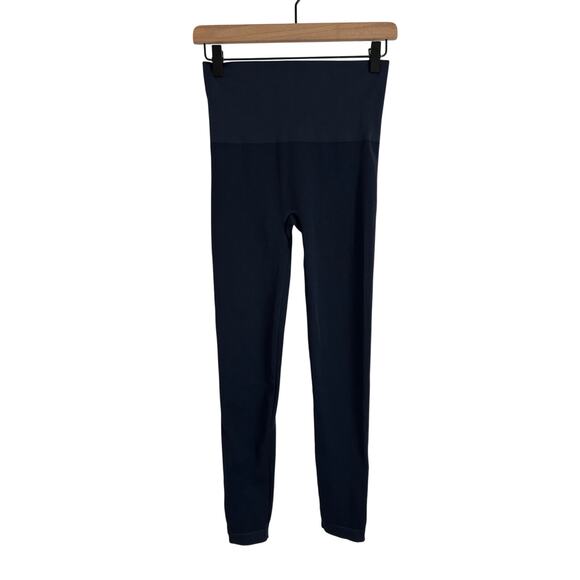 Spanx Navy Seamless Leggings with Side Zip - Size Large - Picture 1 of 7
